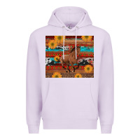 Lilac western horse and sunflowers cowhide leopard with aztec Premium Hoodie - Artiststas
