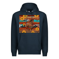 Navy western horse and sunflowers cowhide leopard with aztec Premium Hoodie - Artiststas