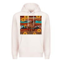 Pale Pink western horse and sunflowers cowhide leopard with aztec Premium Hoodie - Artiststas