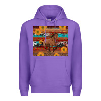 Purple western horse and sunflowers cowhide leopard with aztec Premium Hoodie - Artiststas