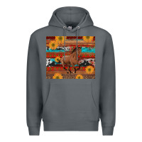 Rock western horse and sunflowers cowhide leopard with aztec Premium Hoodie - Artiststas