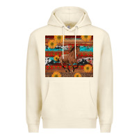 Sandshell western horse and sunflowers cowhide leopard with aztec Premium Hoodie - Artiststas