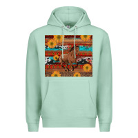 Seafoam western horse and sunflowers cowhide leopard with aztec Premium Hoodie - Artiststas