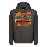 Smoke western horse and sunflowers cowhide leopard with aztec Premium Hoodie - Artiststas