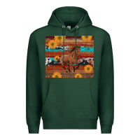 Sports Green western horse and sunflowers cowhide leopard with aztec Premium Hoodie - Artiststas