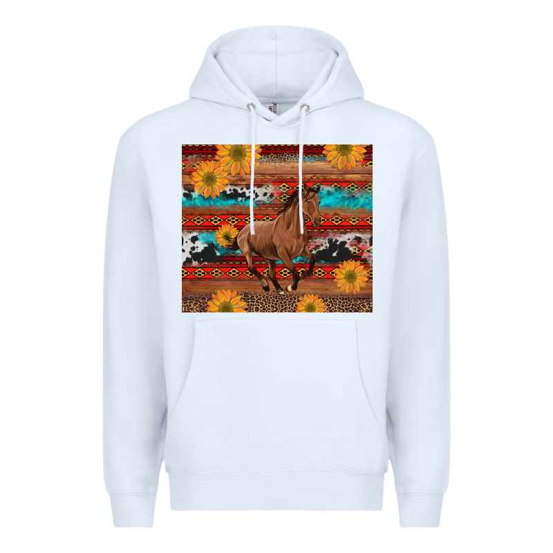 Western Horse And Sunflowers Cowhide Leopard With Aztec Premium Hoodie by Artiststas | Teevron