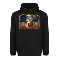 Black merry christmas holy family Heavyweight Hoodie - RanaPortraitStore