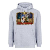 Heather Grey merry christmas holy family Heavyweight Hoodie - RanaPortraitStore