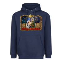 Navy merry christmas holy family Heavyweight Hoodie - RanaPortraitStore