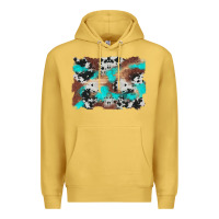 Antique Gold western cowhide turquoise and wood background Premium Hoodie - Artiststas