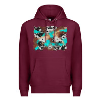 Burgundy western cowhide turquoise and wood background Premium Hoodie - Artiststas