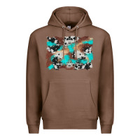 Chestnut western cowhide turquoise and wood background Premium Hoodie - Artiststas
