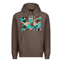 Coffee western cowhide turquoise and wood background Premium Hoodie - Artiststas