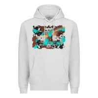 Dove Grey western cowhide turquoise and wood background Premium Hoodie - Artiststas