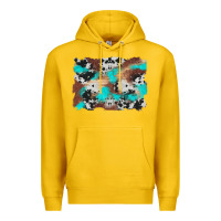 Lemon western cowhide turquoise and wood background Premium Hoodie - Artiststas