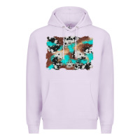 Lilac western cowhide turquoise and wood background Premium Hoodie - Artiststas