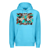 Ocean Blue western cowhide turquoise and wood background Premium Hoodie - Artiststas