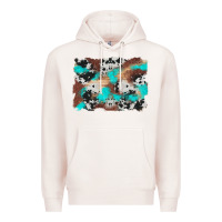 Pale Pink western cowhide turquoise and wood background Premium Hoodie - Artiststas