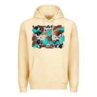 Pina Colada western cowhide turquoise and wood background Premium Hoodie - Artiststas