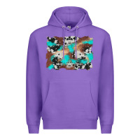 Purple western cowhide turquoise and wood background Premium Hoodie - Artiststas