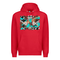 Red western cowhide turquoise and wood background Premium Hoodie - Artiststas