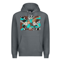 Rock western cowhide turquoise and wood background Premium Hoodie - Artiststas