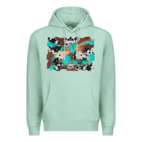 Seafoam western cowhide turquoise and wood background Premium Hoodie - Artiststas