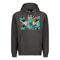 Smoke western cowhide turquoise and wood background Premium Hoodie - Artiststas