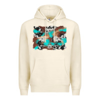 Tofu western cowhide turquoise and wood background Premium Hoodie - Artiststas