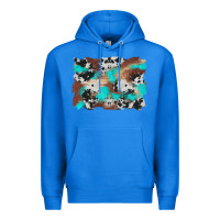 True Royal western cowhide turquoise and wood background Premium Hoodie - Artiststas