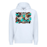 White western cowhide turquoise and wood background Premium Hoodie - Artiststas