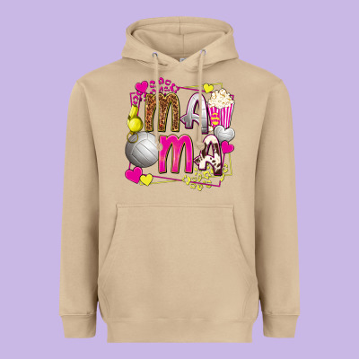 Mama Volleyball With Popcorn Heavyweight Hoodie Designed By Texasbilliewilder