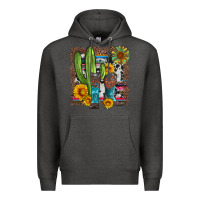 Charcoal Heather western cactus with cowboy boots and sunflowers Premium Hoodie - Artiststas