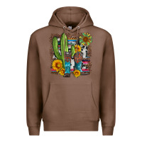 Chestnut western cactus with cowboy boots and sunflowers Premium Hoodie - Artiststas