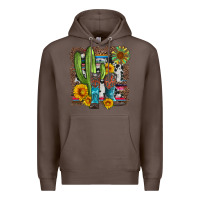 Coffee western cactus with cowboy boots and sunflowers Premium Hoodie - Artiststas