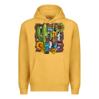Mustard western cactus with cowboy boots and sunflowers Premium Hoodie - Artiststas