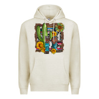 Oatmeal Heather western cactus with cowboy boots and sunflowers Premium Hoodie - Artiststas