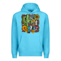 Ocean Blue western cactus with cowboy boots and sunflowers Premium Hoodie - Artiststas