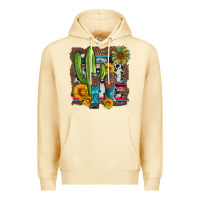 Pina Colada western cactus with cowboy boots and sunflowers Premium Hoodie - Artiststas