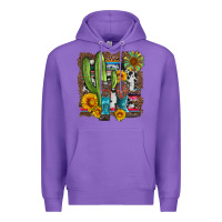 Purple western cactus with cowboy boots and sunflowers Premium Hoodie - Artiststas