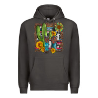 Smoke western cactus with cowboy boots and sunflowers Premium Hoodie - Artiststas
