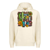 Western Cactus With Cowboy Boots And Sunflowers Premium Hoodie | Teevron