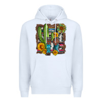 White western cactus with cowboy boots and sunflowers Premium Hoodie - Artiststas