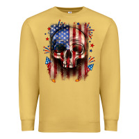 Antique Gold 4th of July skull American flag Premium Sweatshirt - Neo Western