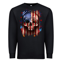 Black 4th of July skull American flag Premium Sweatshirt - Neo Western