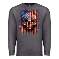 Charcoal Heather 4th of July skull American flag Premium Sweatshirt - Neo Western