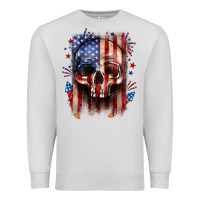 Dove Grey 4th of July skull American flag Premium Sweatshirt - Neo Western