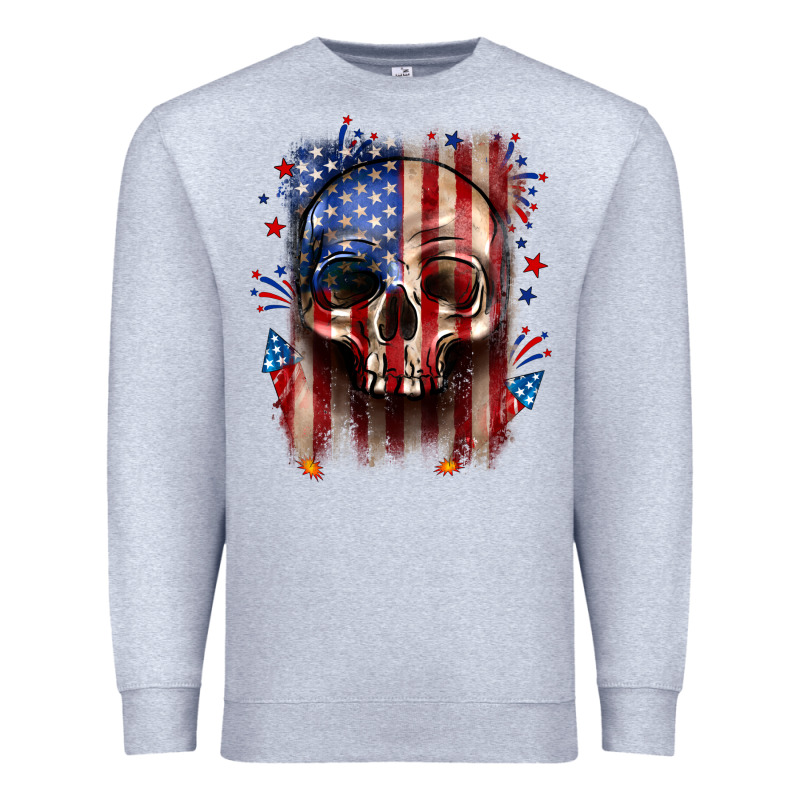 4th Of July Skull American Flag Premium Sweatshirt by Neo Western | Teevron