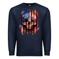 Navy 4th of July skull American flag Premium Sweatshirt - Neo Western