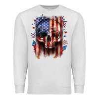 Oatmeal Heather 4th of July skull American flag Premium Sweatshirt - Neo Western